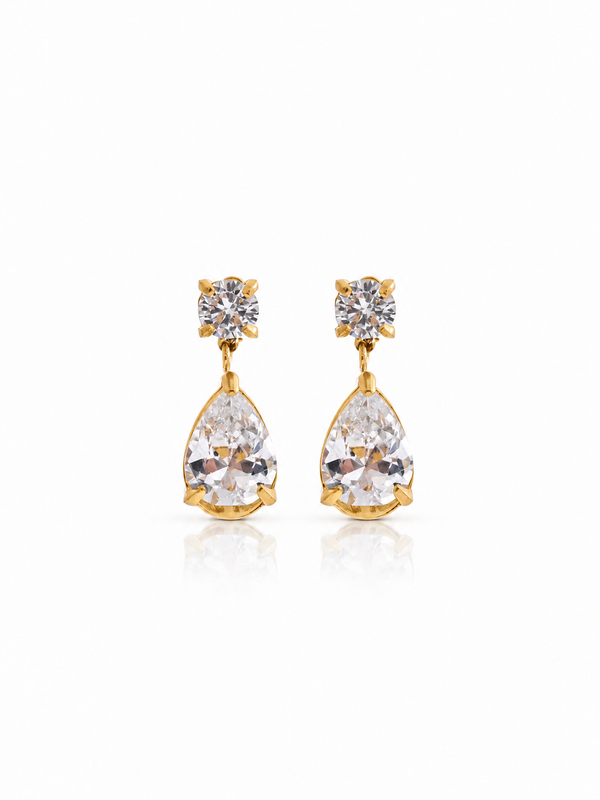 Crystal Drop Golden Earrings