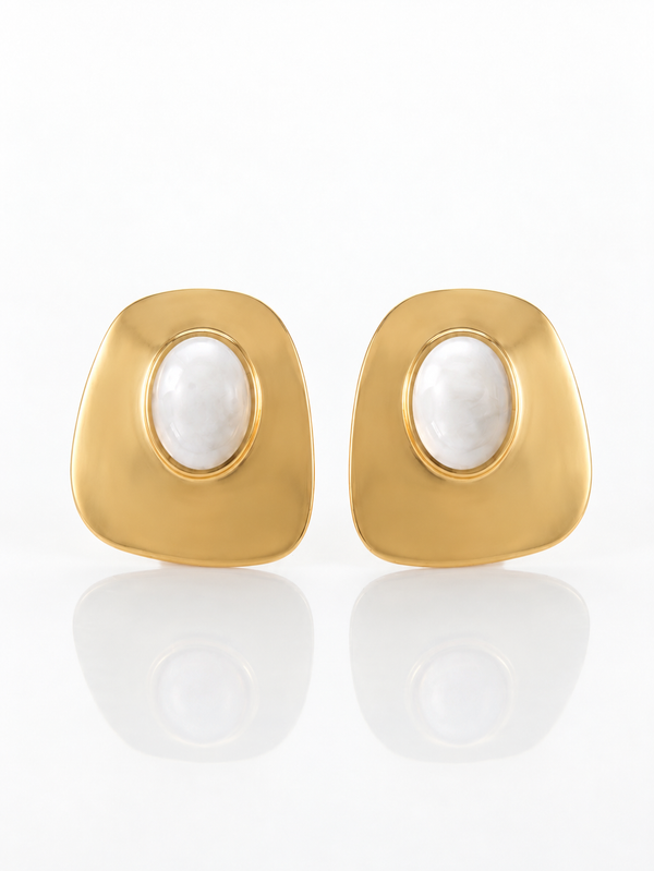 Bold Cleo Golden Ivory Earrings