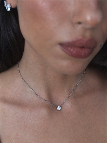 Claire Silver Bezel Necklace