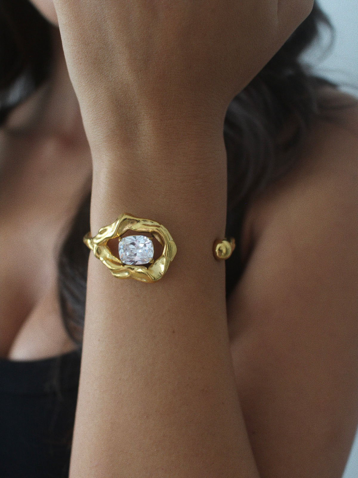 Harlow Golden Zircon Cuff Bracelet