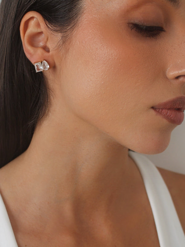 Duo Crystal Stud Earrings