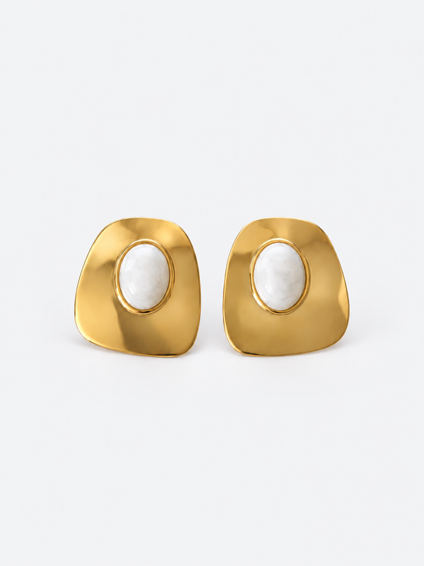 Bold Cleo Golden Ivory Earrings