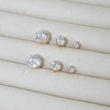 The Zirconia Stud Earrings Trio Set