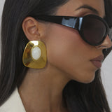 Bold Cleo Golden Ivory Earrings