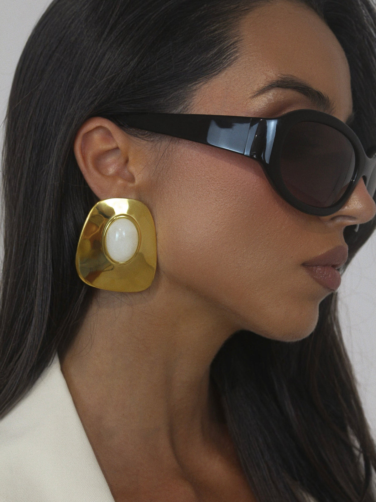 Bold Cleo Golden Ivory Earrings