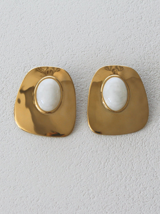 Bold Cleo Golden Ivory Earrings