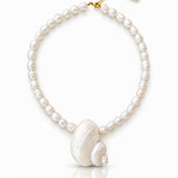 Ocean Muse Shell Necklace With Freshwater Baroque Pearls
