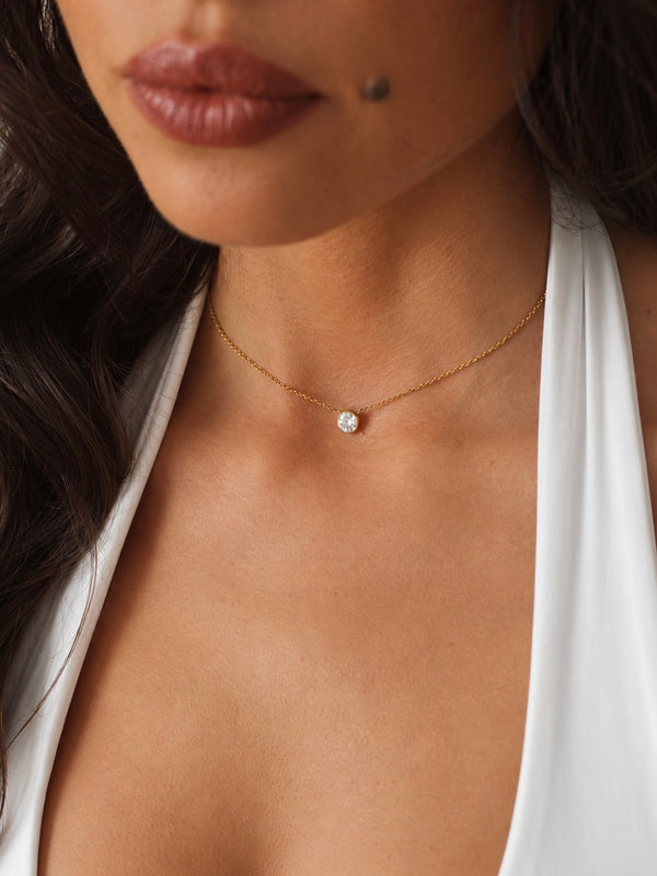 Claire Golden Bezel Necklace