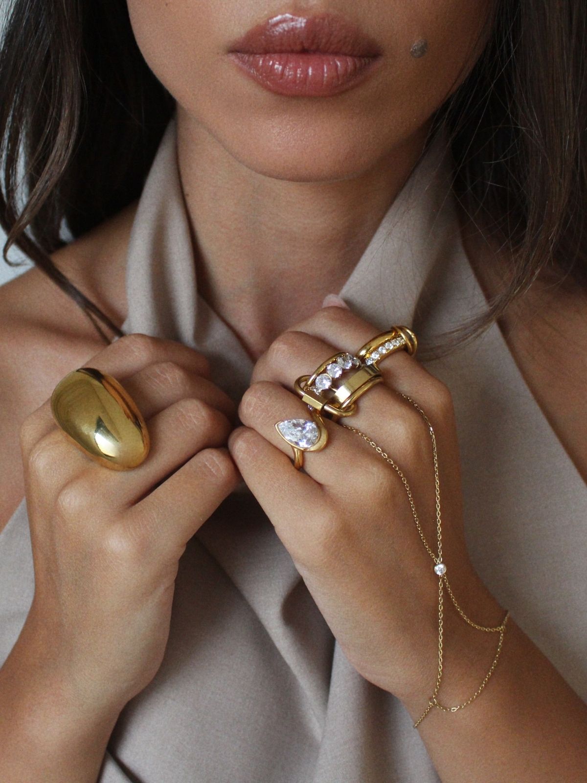 Bold Mia Stacked Ring in 18K gold PVD stainless steel – view 6