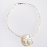Ocean Muse Shell Necklace With Natural Baroque Pearls