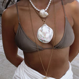 Ocean Muse Shell Necklace With Natural Baroque Pearls